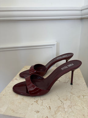 Paris Texas Burgundy Patent Leather Heeled Mule, 41