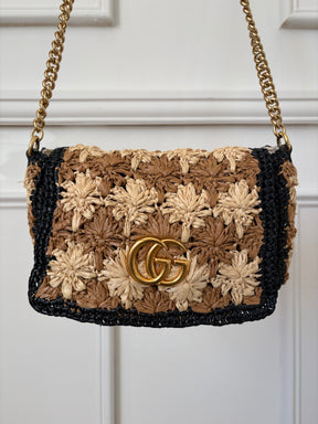 Gucci GG Marmont Raffia Shoulder Bag