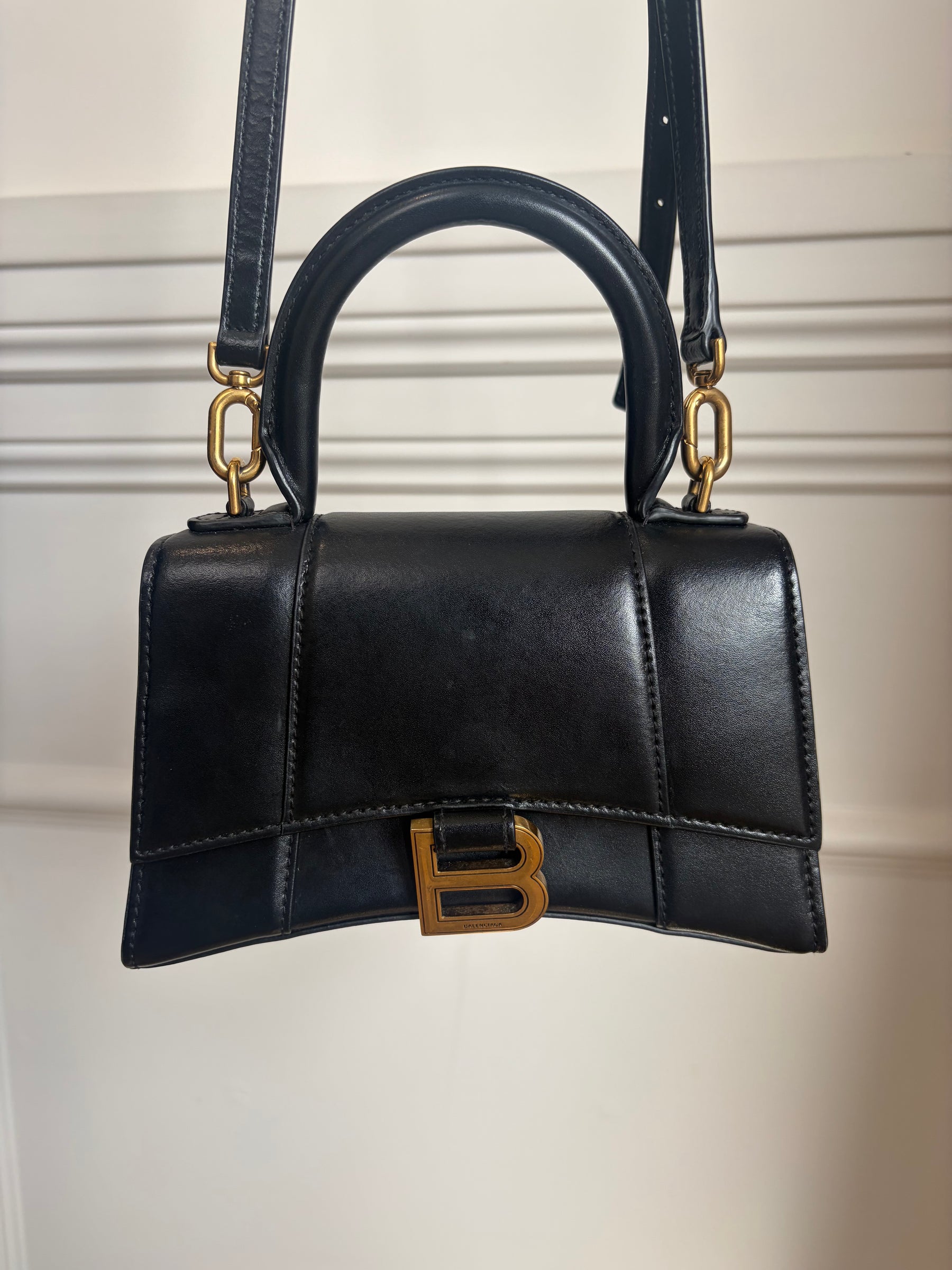 Balenciaga Black Leather Mini Hourglass Bag