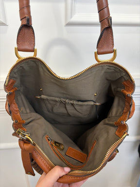 Chloé Tan Grained Leather Marcie Double Carry Bag