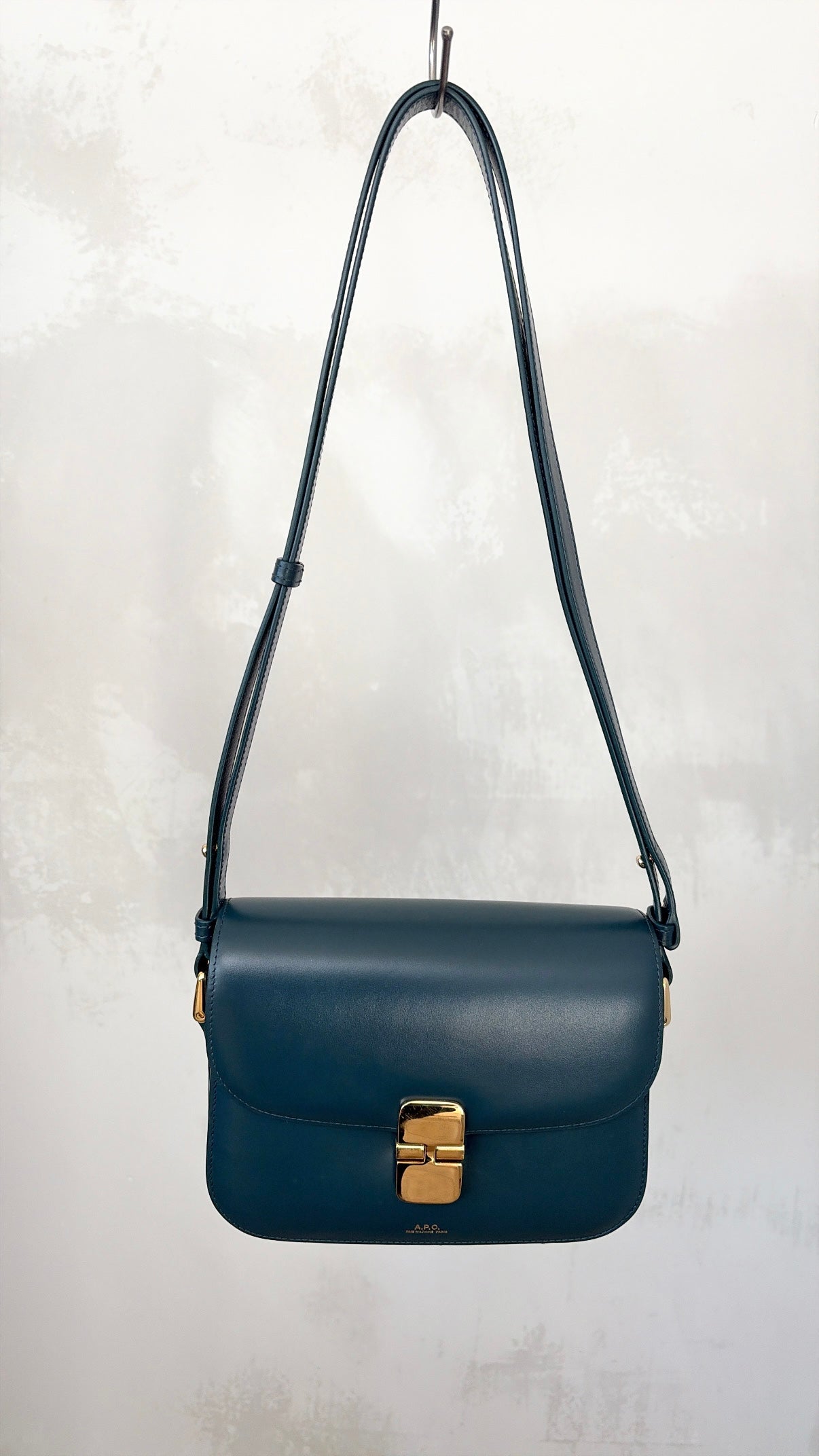 A.P.C. Teal Leather Grace Bag