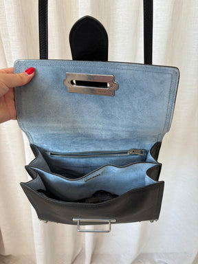 Prada Black Leather Silver Hardware Cahier Bag