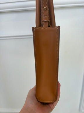 Celine Mini Vertical Cabas In Natural Tan Leather Trip