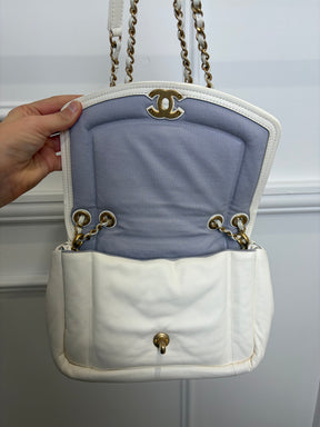 Chanel White Puffy Flap Shoulder Bag