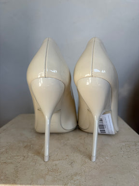 Salvatore Ferragamo Cream Patent Leather Pumps, 8