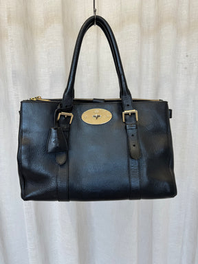 Mulberry Black Leathert Double Zipped Bayswater Tote