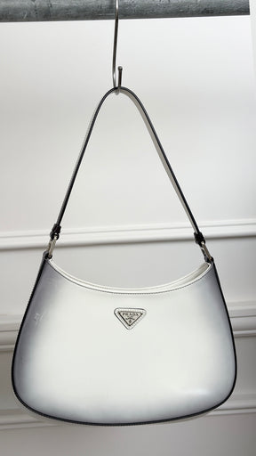 Prada White and Black Ombre Burshed Leather Cleo Bag