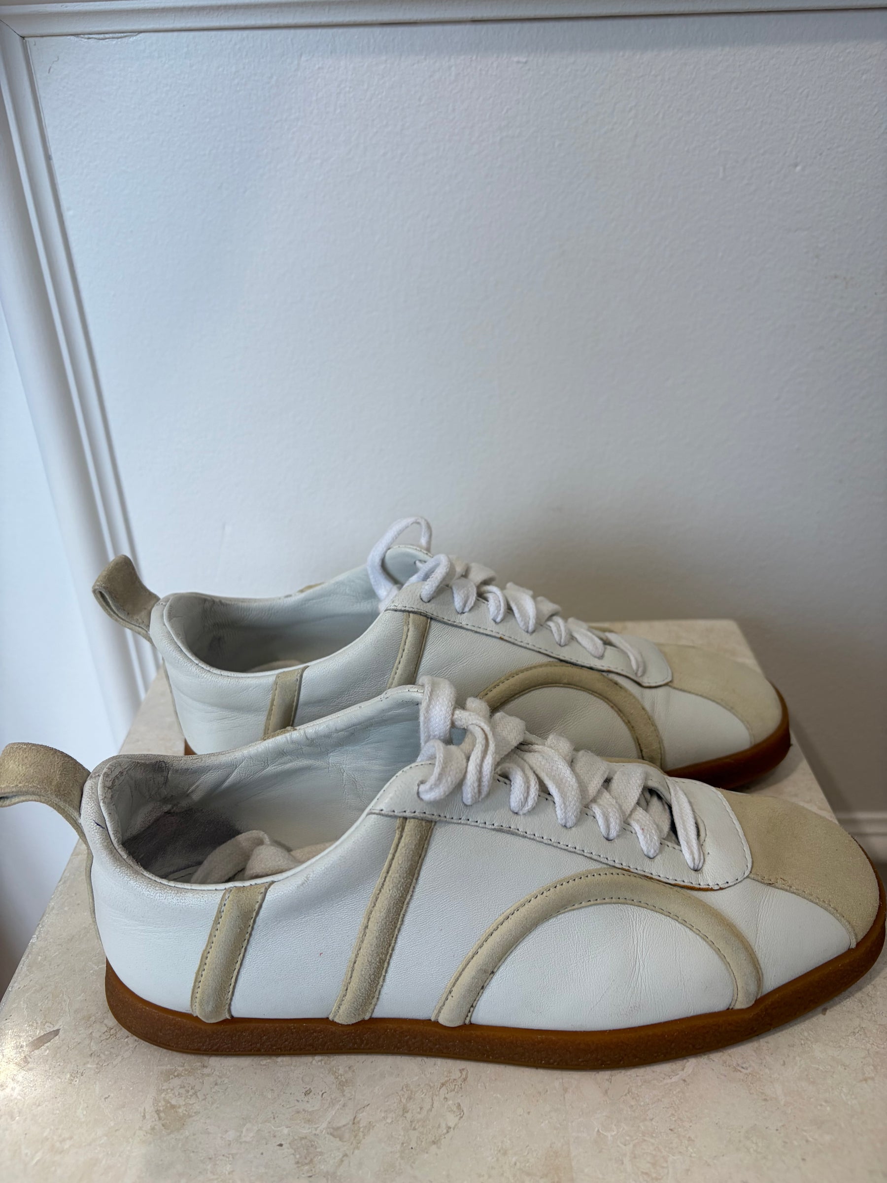Totême White and Beige Logo Sneakers, 37