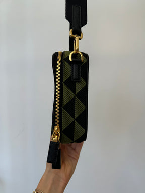 Prada Bandoliera Green And Black Jacquard Cross Body Bag