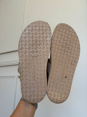 Gianvito Rossi Beige Leather Dad Sandals, 40