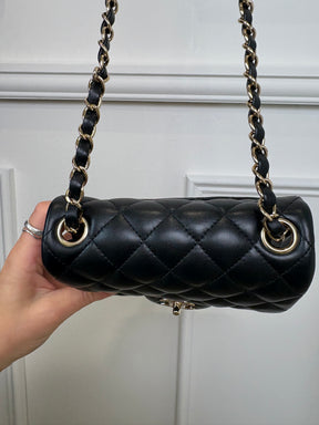 Chanel Mini Square Flap Bag Lambskin Black LGHW