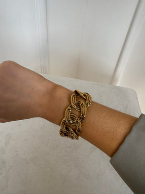 Chanel Gold Tone Logo Chain Bracelet