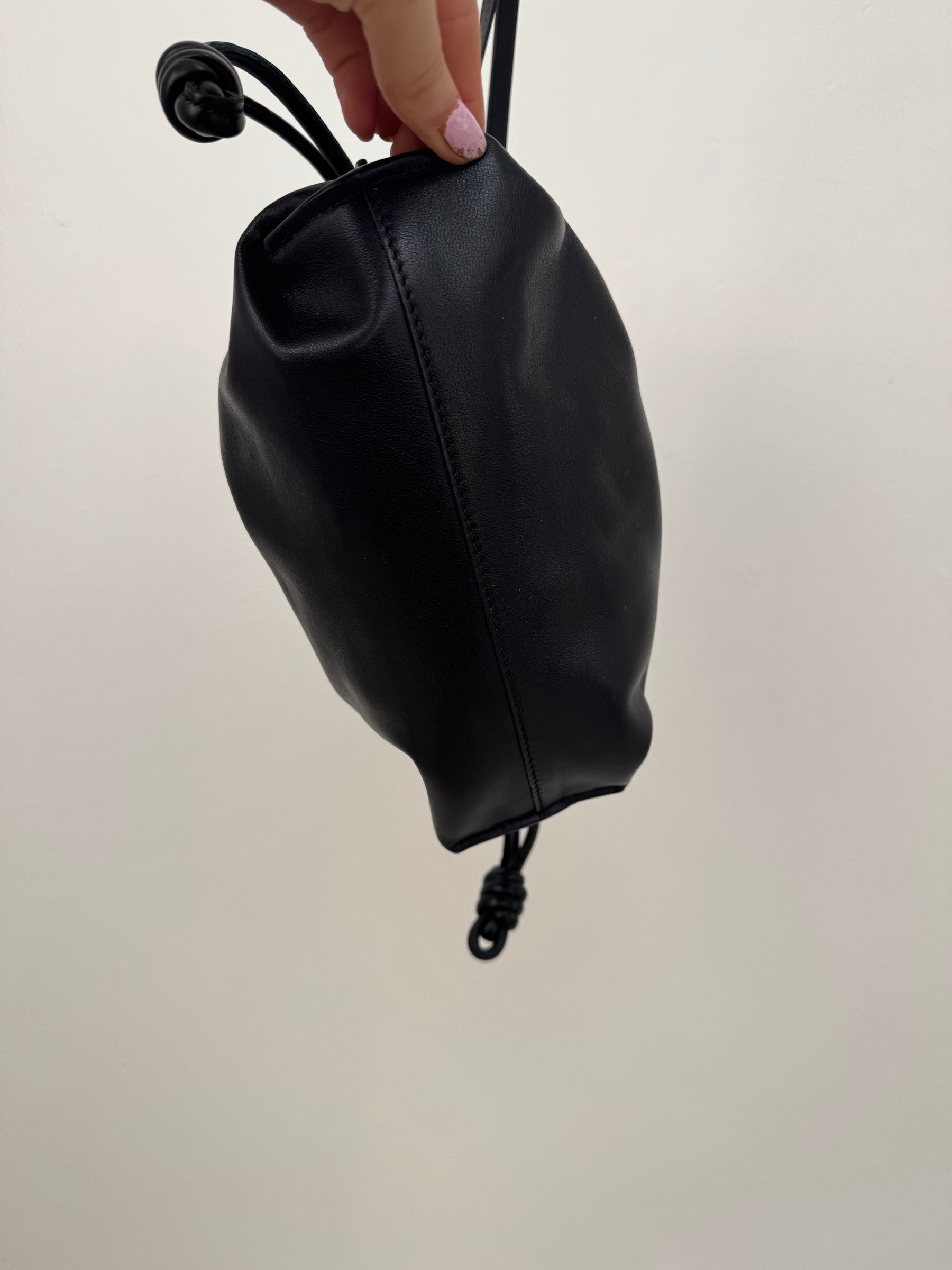 Loewe Black Leather Small Flamenco Pouch Bag