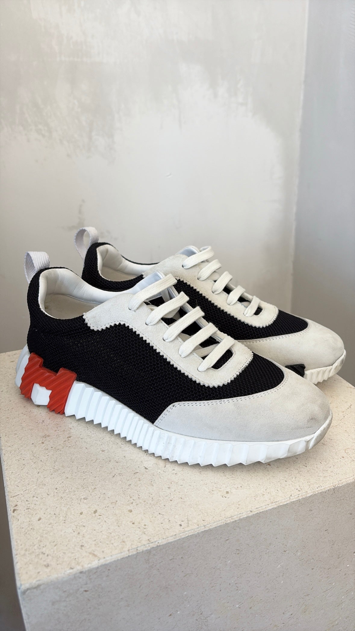 Hermès Black and White Bouncing Sneaker, 39