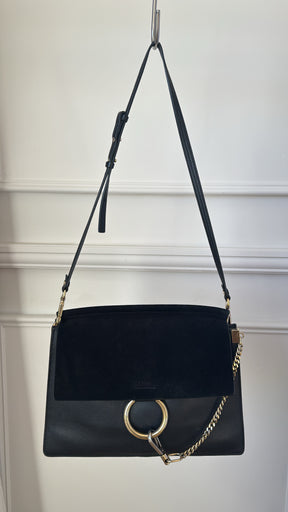 Chloe Faye Bag In Black Suede