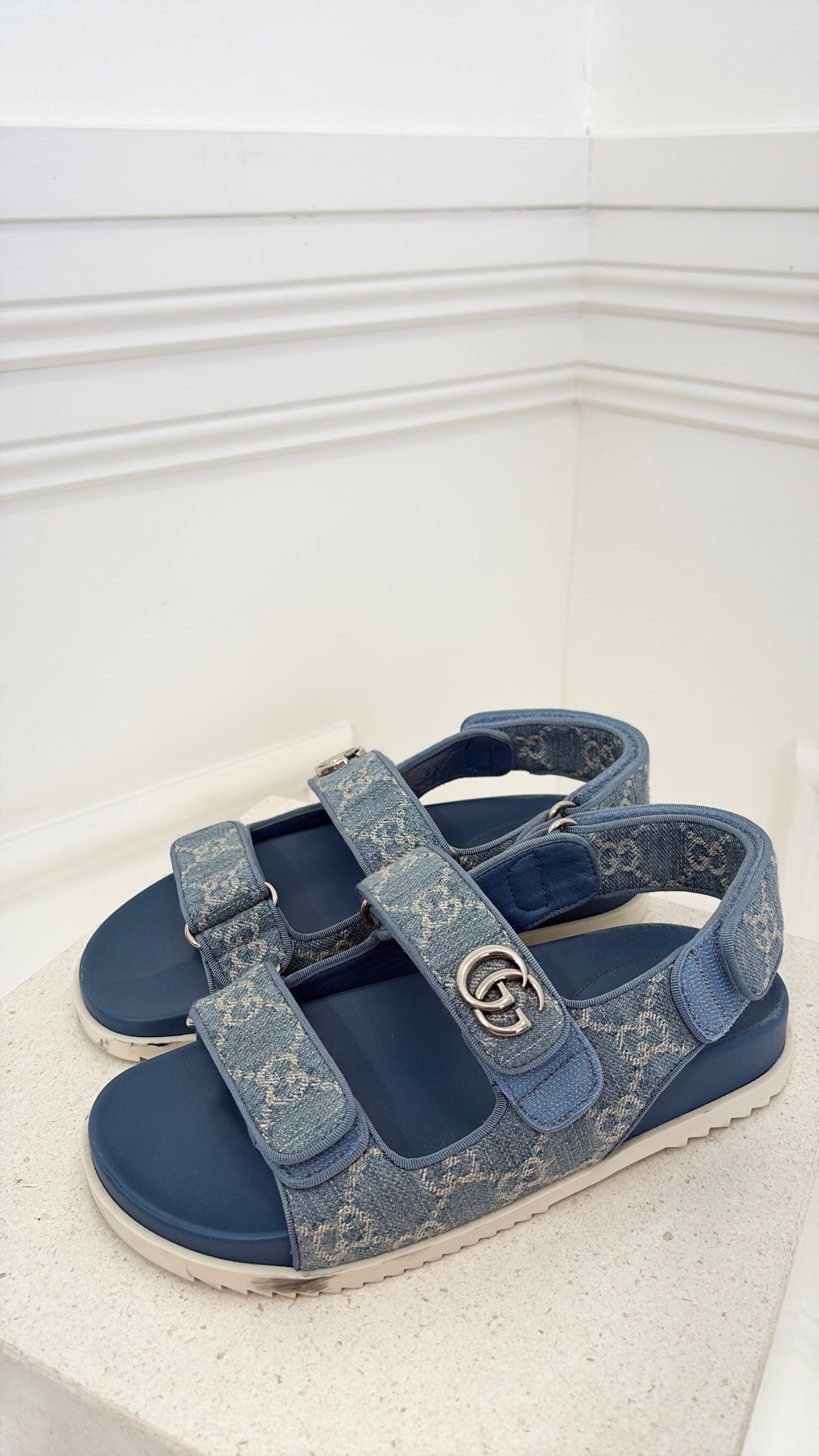 Gucci GG Denim Sandals, 36