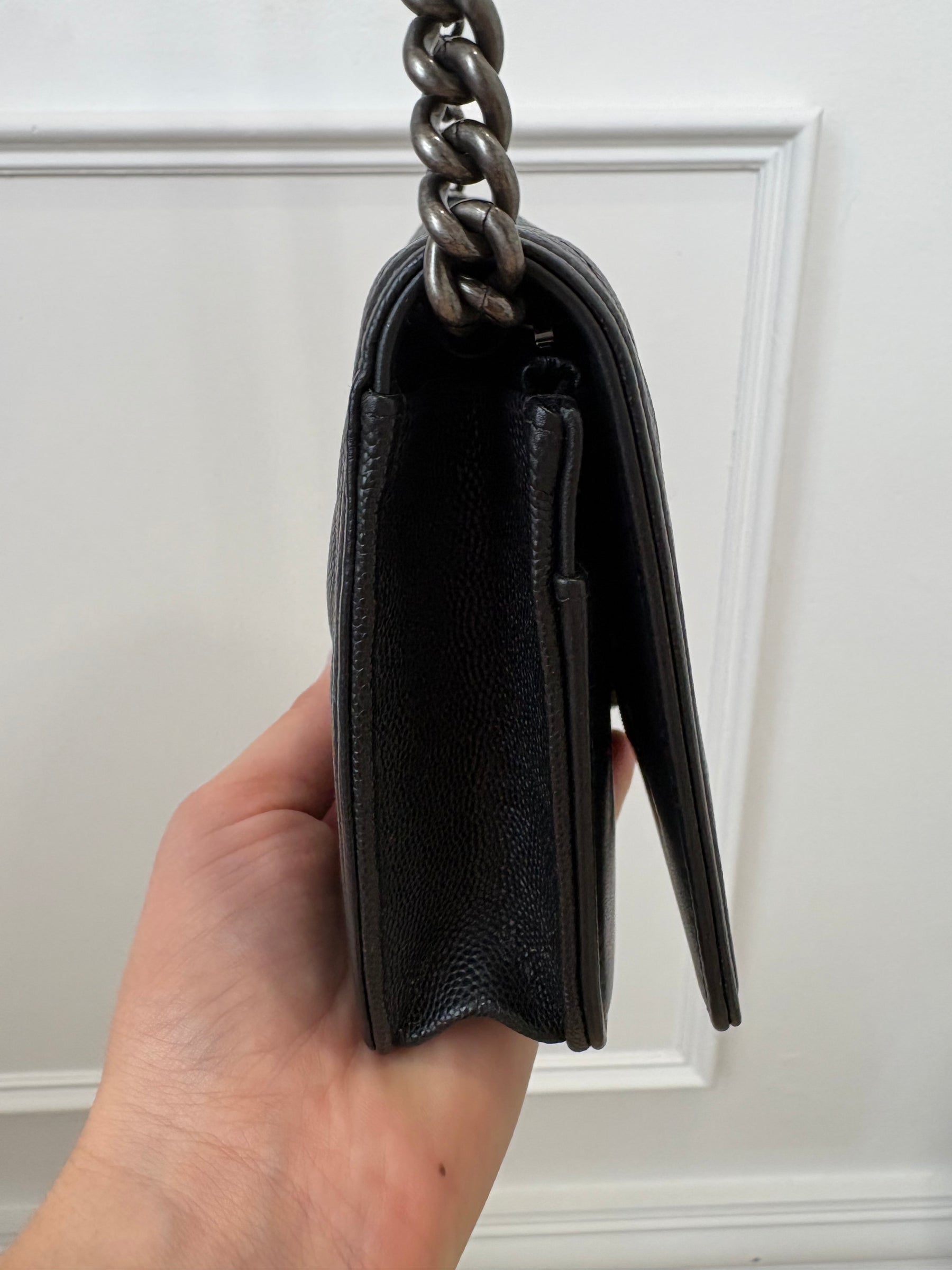 Chanel Boy Black Caviar Wallet On Chain