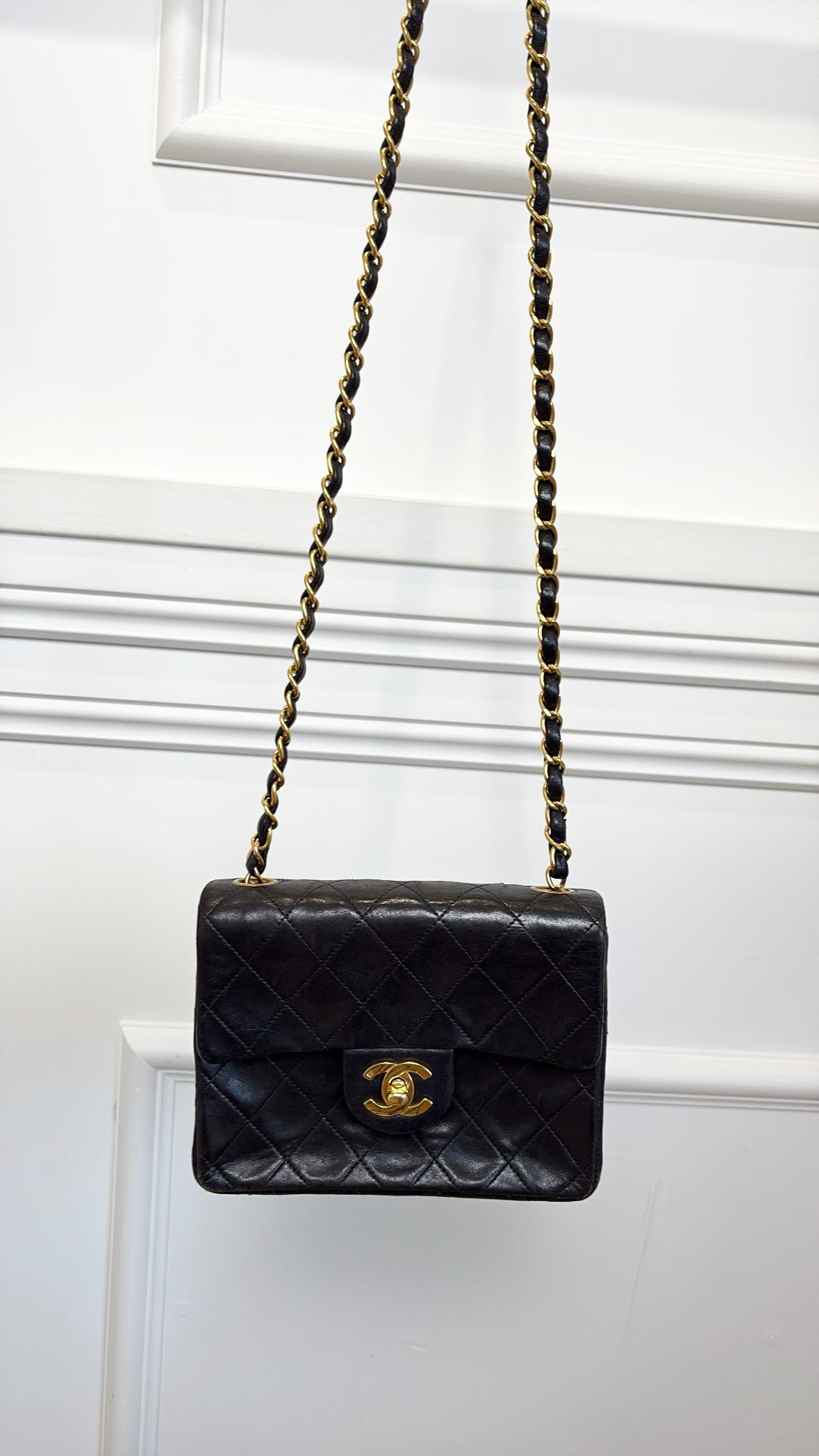 Chanel Vintage Mini Flap Bag Dark Brown Gold HW