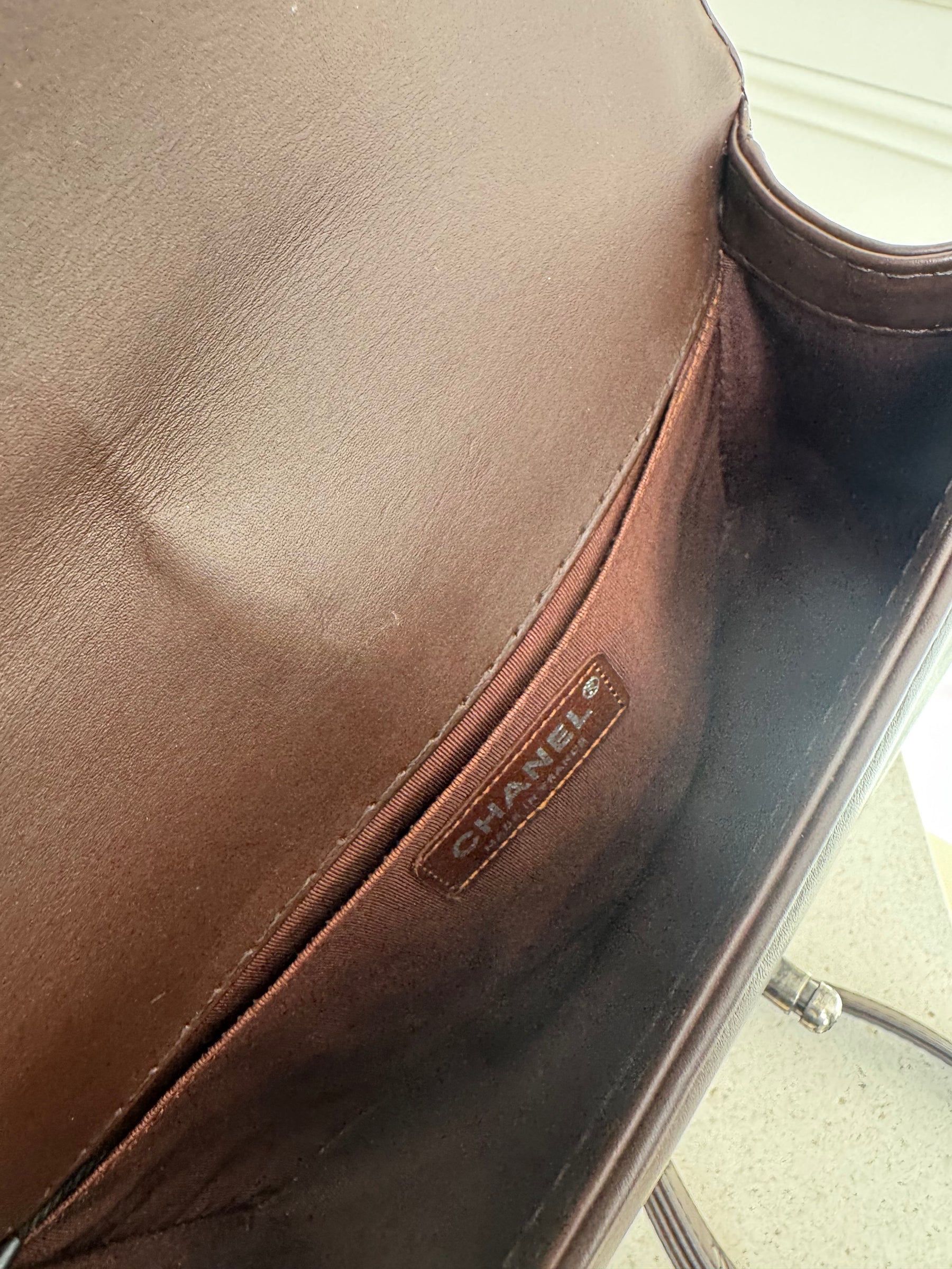 Chanel Dark Brown Leather Medium Boy Bag