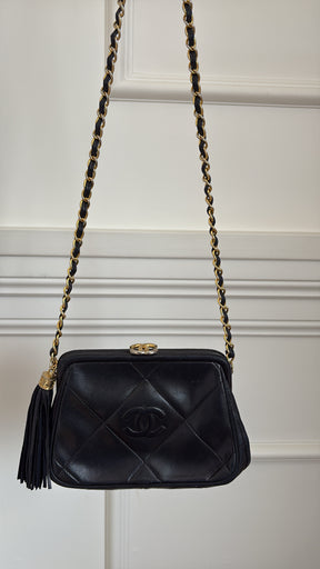 Chanel Clasp Tassel Evening Bag Chain Strap  Lambskin