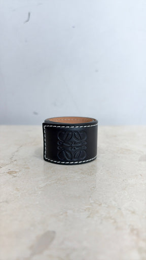Loewe Anagram Snap Leather Bracelet Black, OS