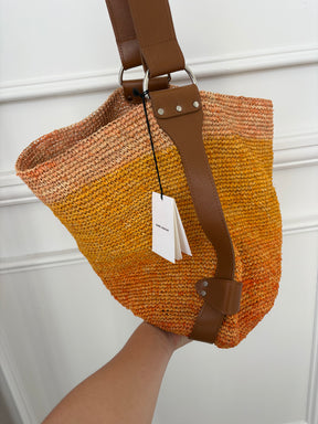 Isabel Marant Orange And Yellow Ambré Raffia Hobo