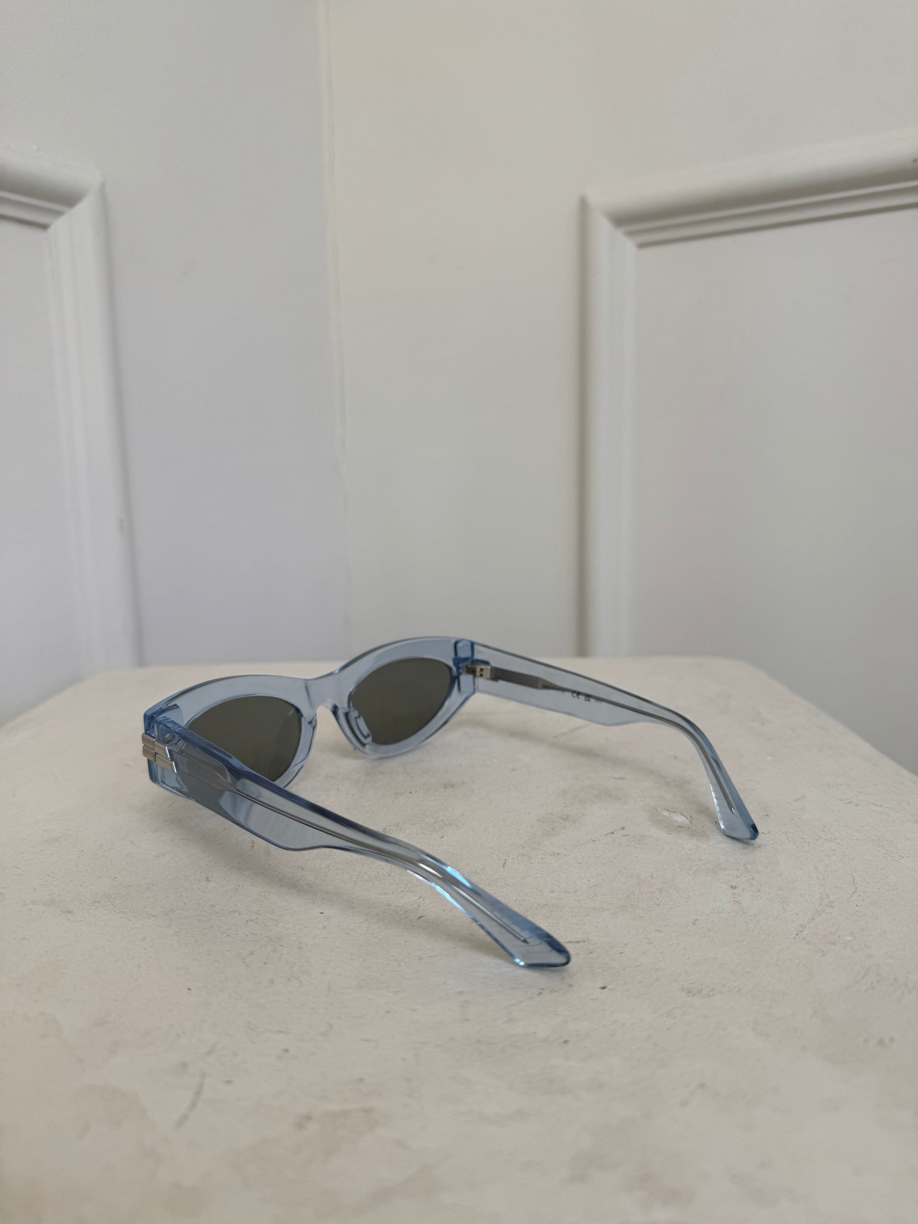Bottega Veneta Blue Acetate Oval Sunglasses