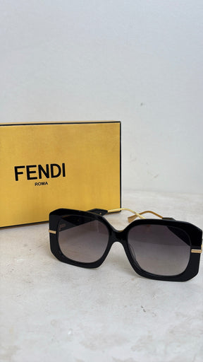 Fendi Black Square Logo Arm Sunglasses