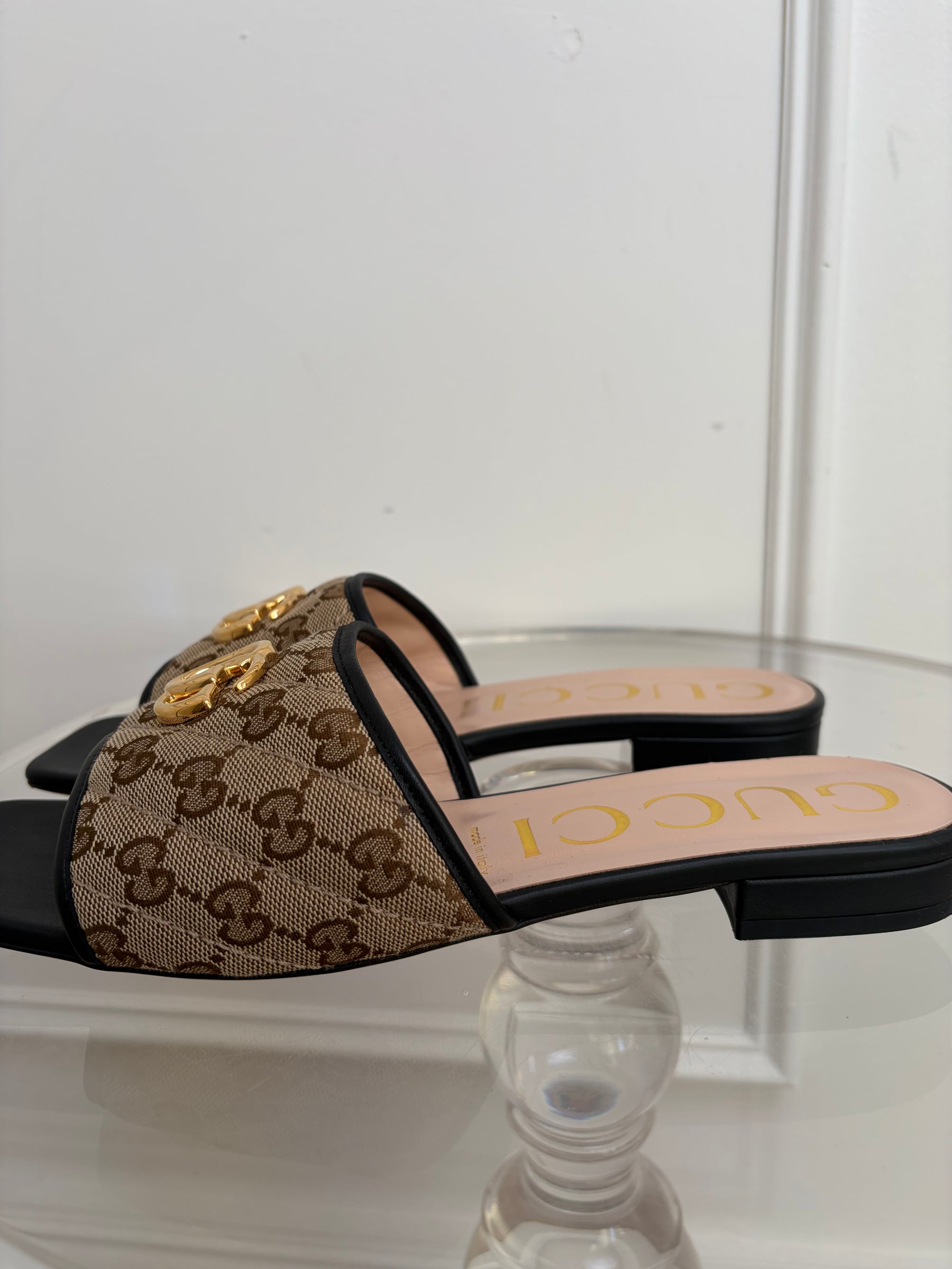 Gucci Monogram Marmont Slides, 41