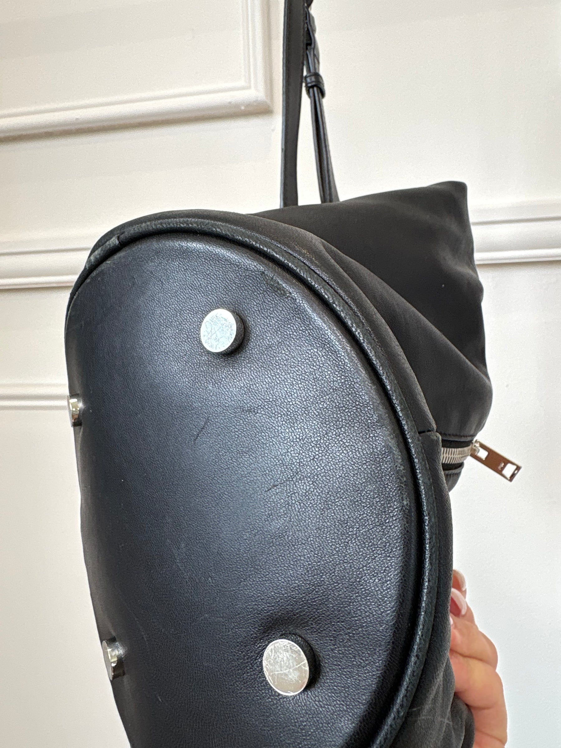 Alexander Wang Black Leather Slouchy Bucket Bag with Chain