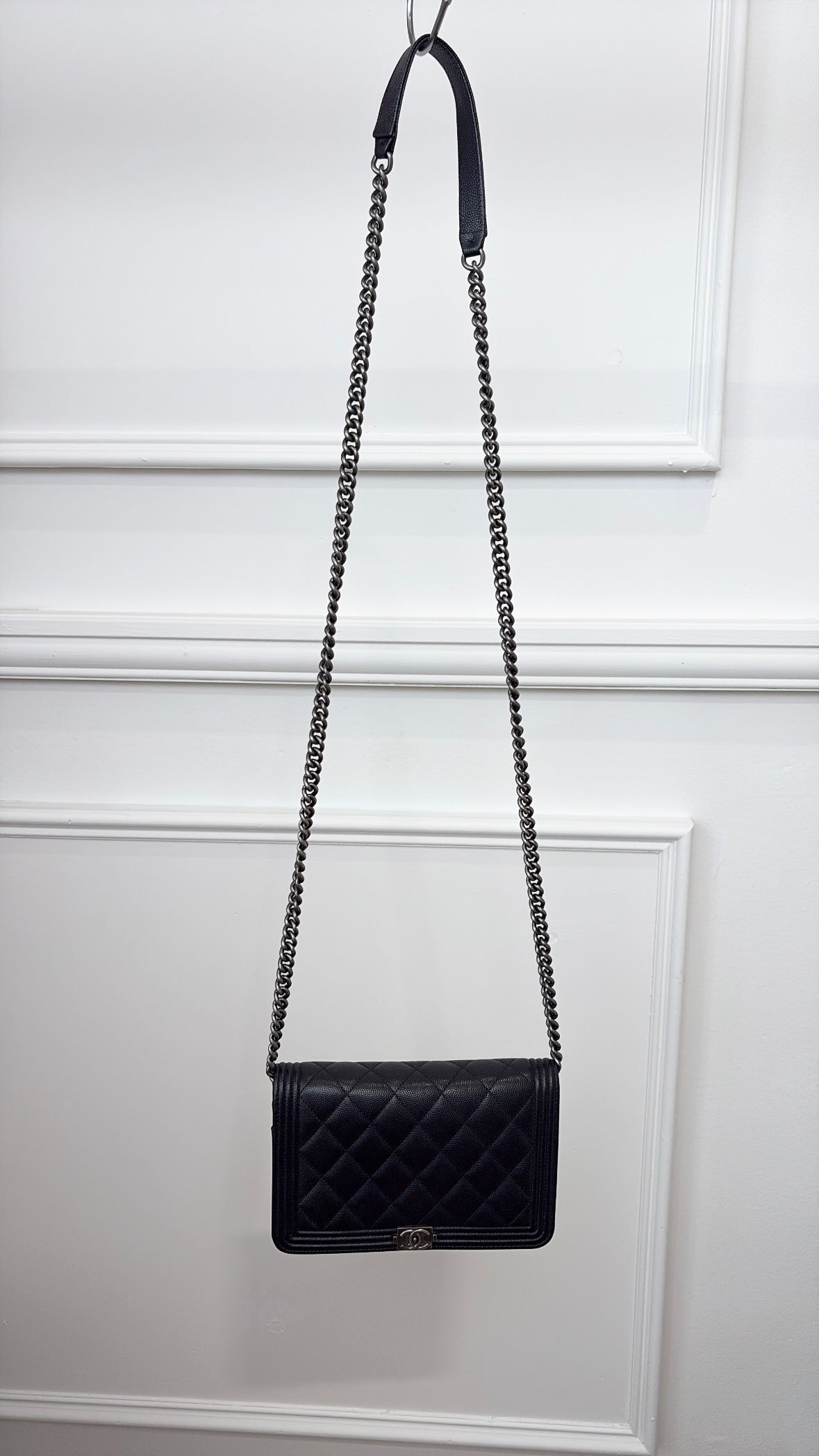 Chanel Boy Black Caviar Wallet On Chain