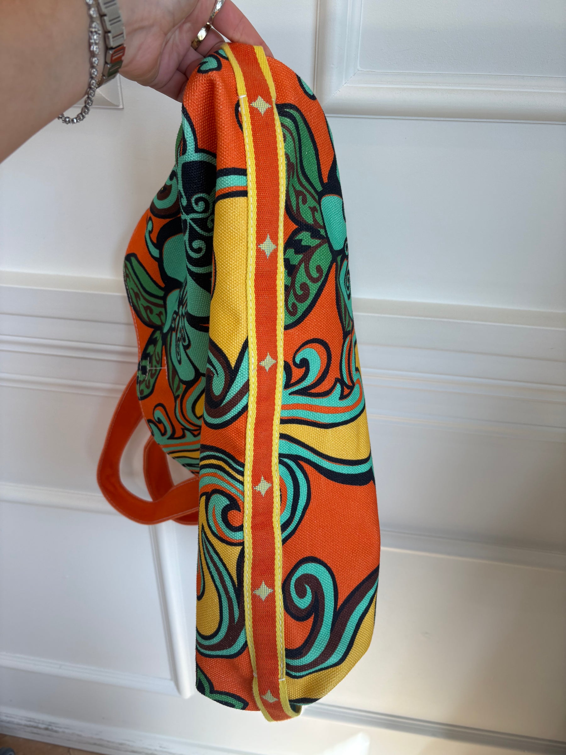Alémais Orange Yellow and Green Floral Canvas Tote