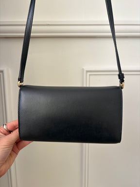 Dolce & Gabbana Black Leather Gold Logo Crossbody Bag