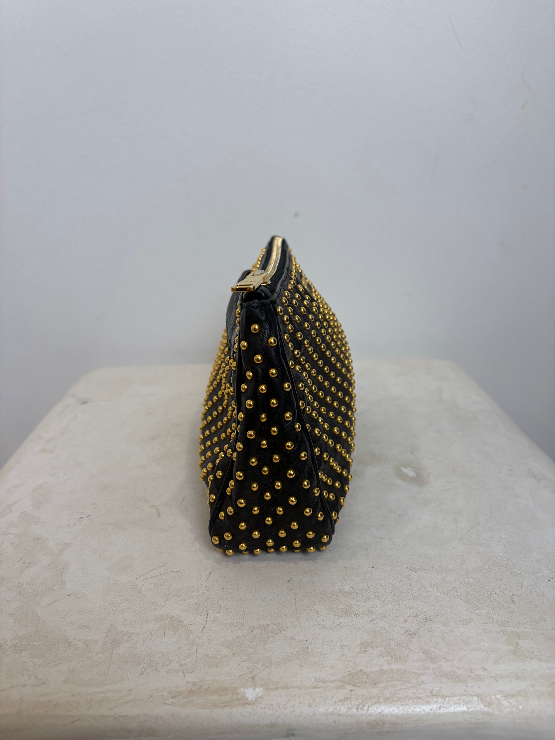 Miu Miu Gold Sudded Clutch Black