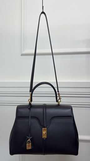Celine Black Leather Medium Classique 16 Bag