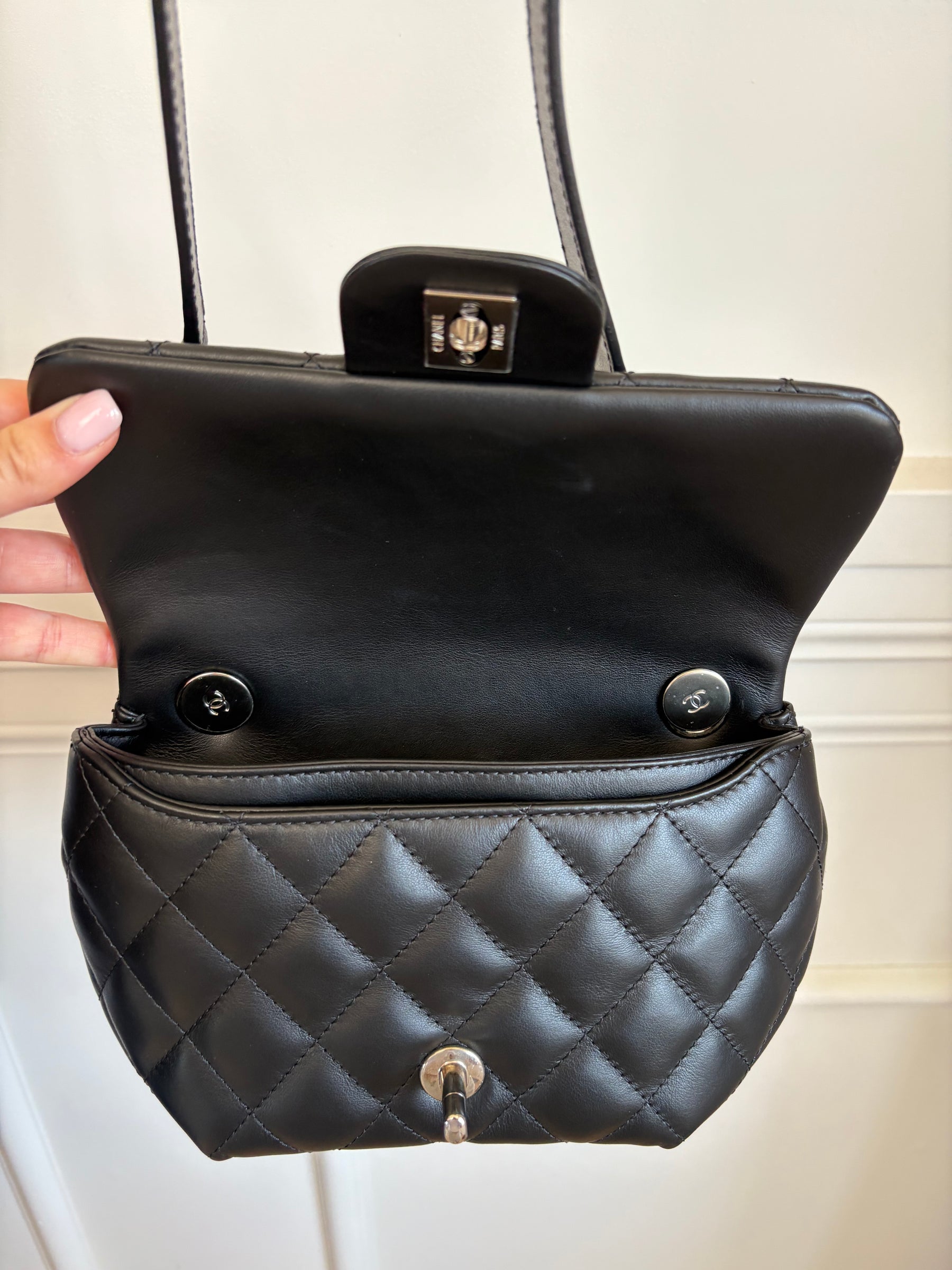 Chanel Black Leather Uniform Belt Bag