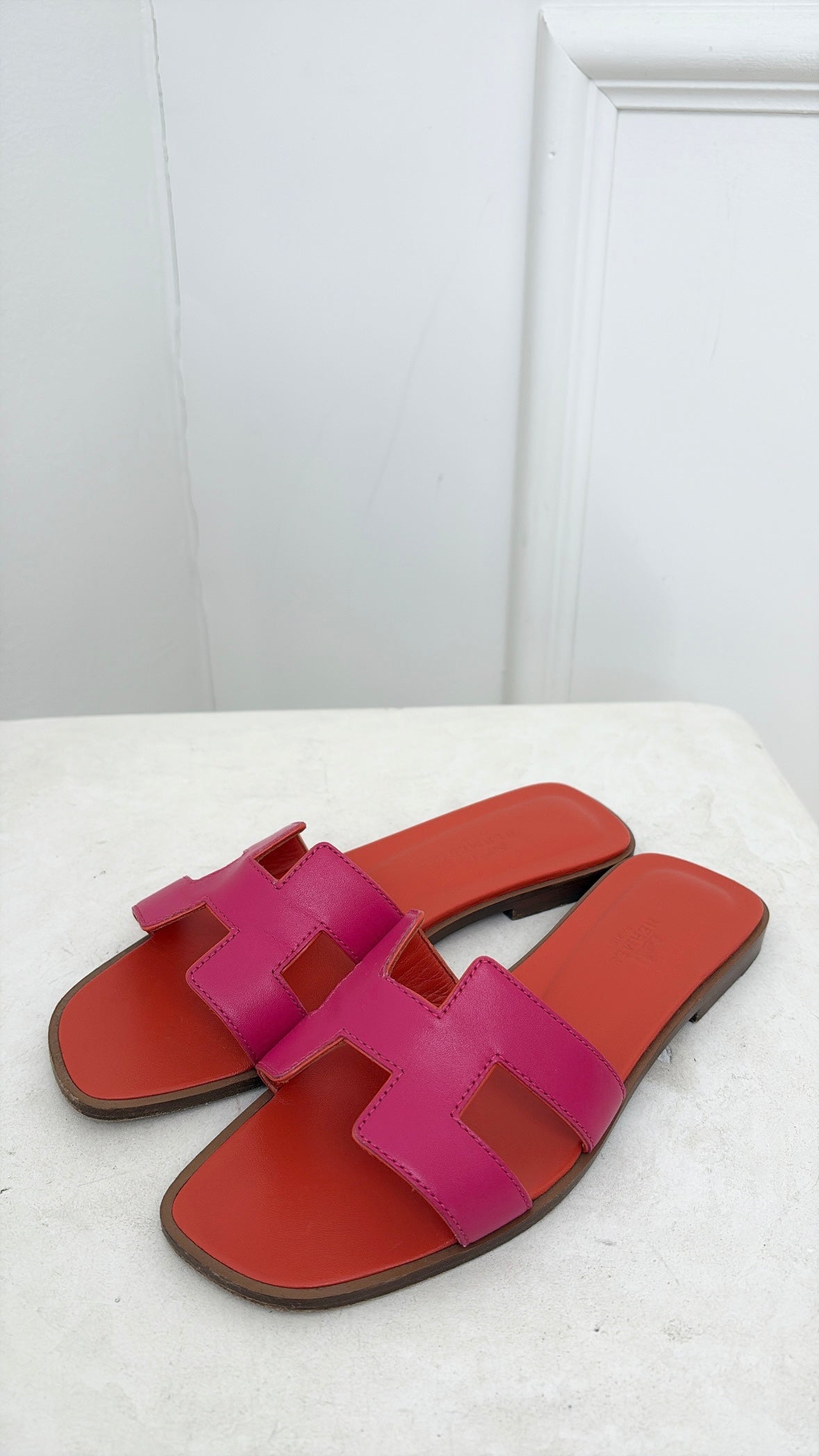 Hermès Oran Sandals Rose Flash Orange, 36