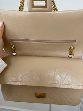 Chanel Beige Patent Leather Reissue 2.55 Jumbo Flap Bag