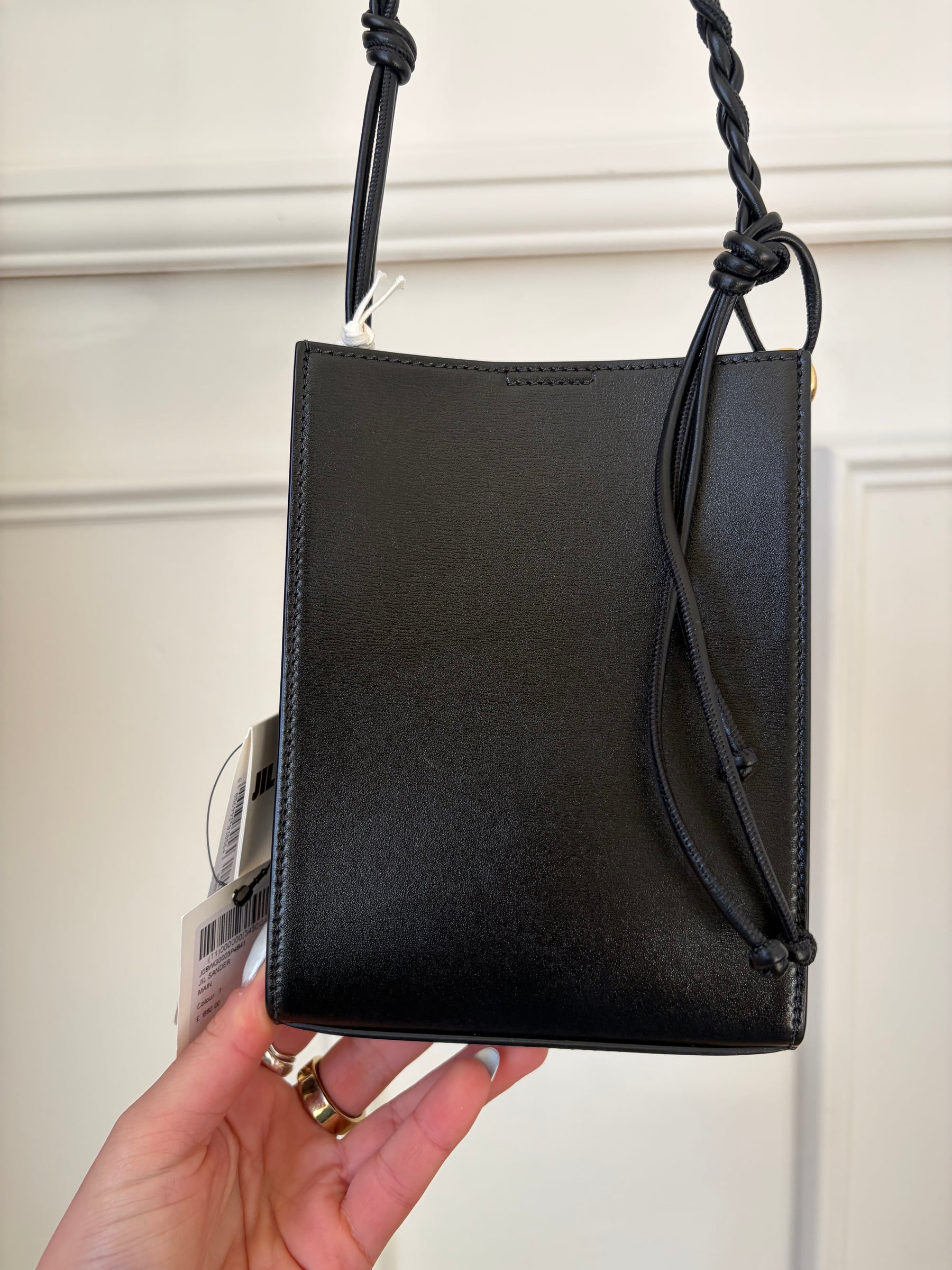 Jill Sander Medium Cannolo Leather Shoulder Bag In black