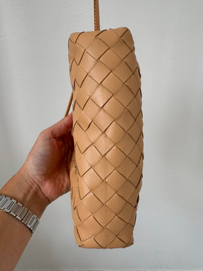 Bottega Veneta Mini Woven Clutch Almond