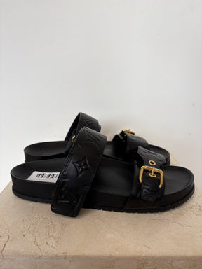 Louis Vuitton Bom Dia Flat Comfort Mule In Black, 40