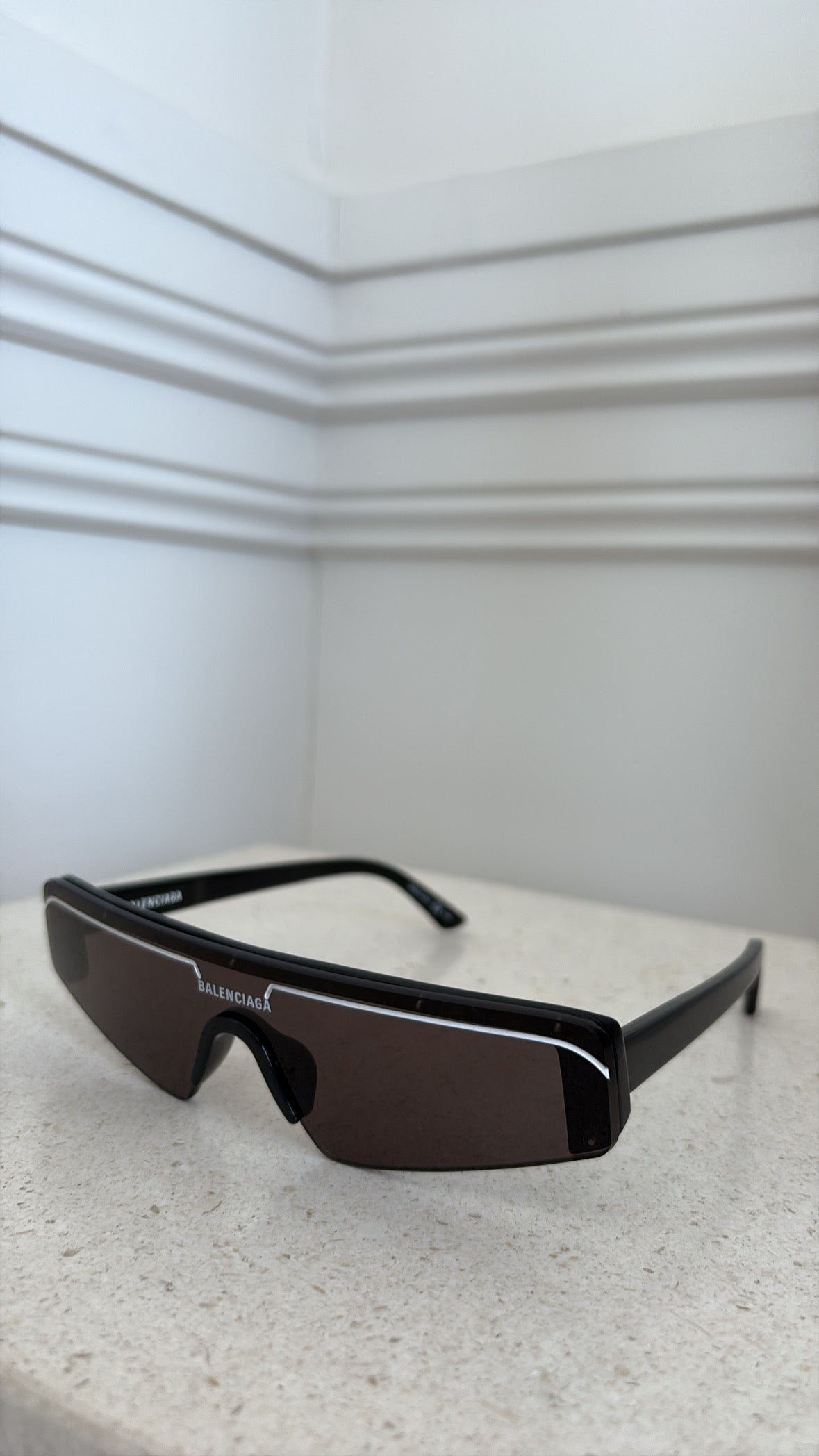 Balenciaga Black Logo Flat Top Sunglasses