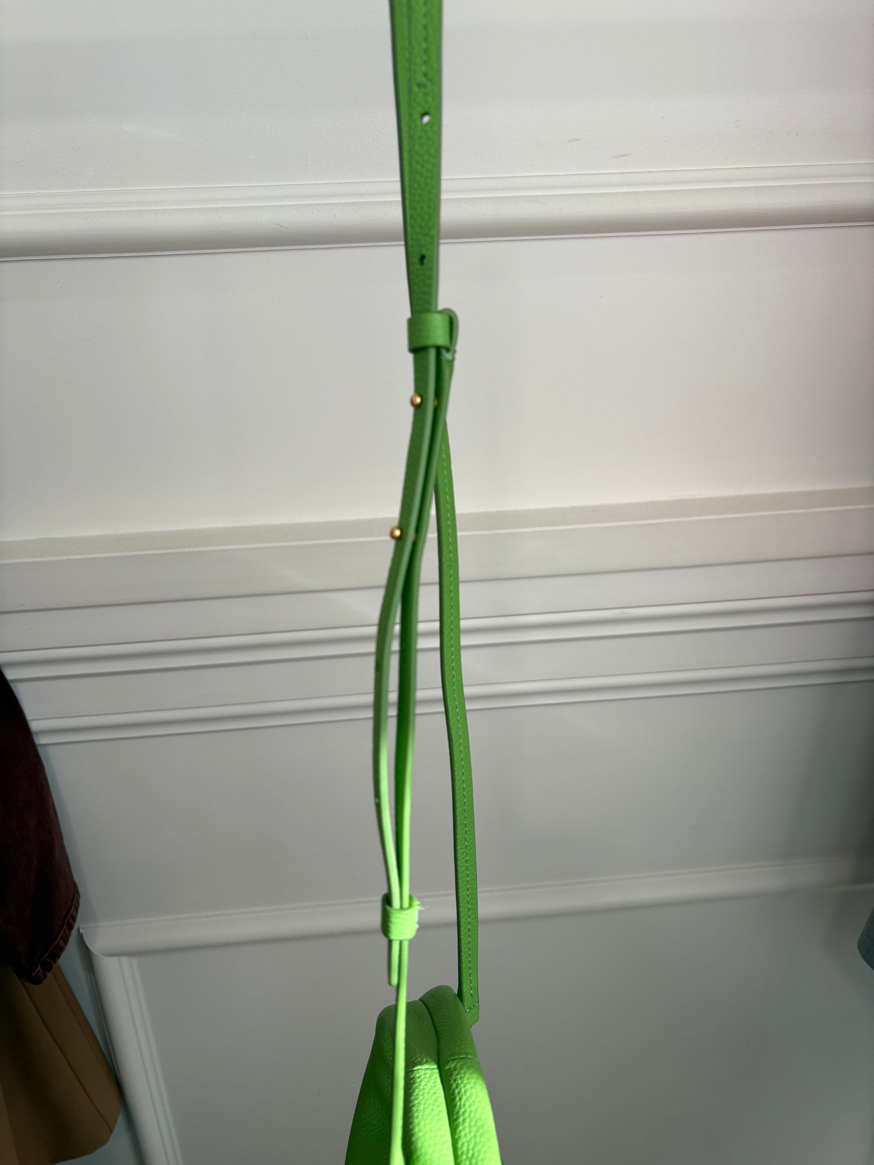 Oroton Green Leather Mini Top Handle Bag