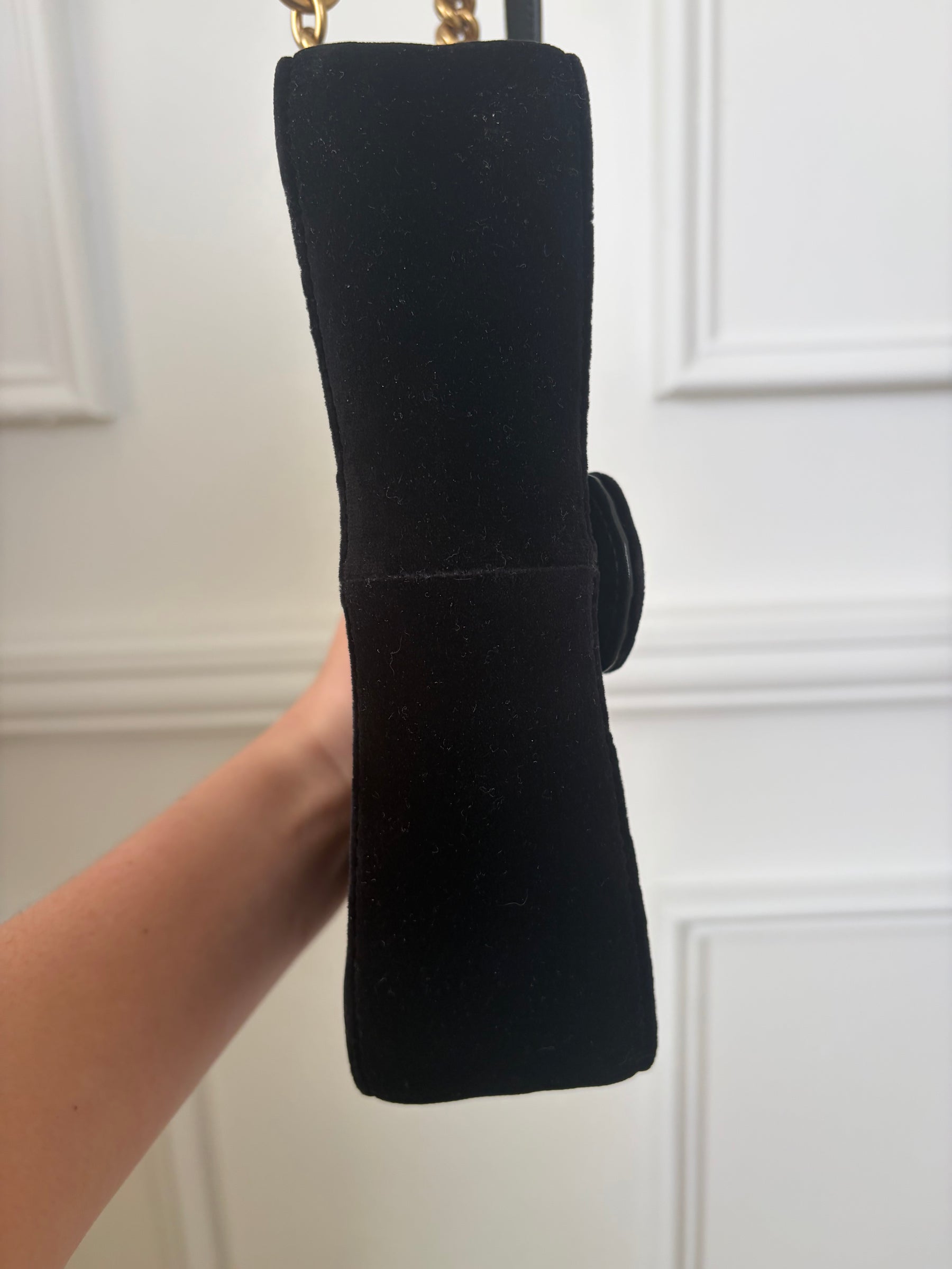 Gucci Black Velvet Marmont Crossbody Bag