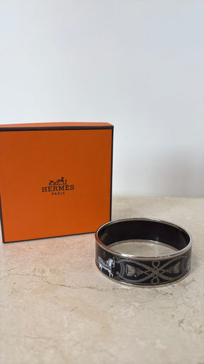 Hermès Enamel Printed Wide Grand Apparat Bracelet, R