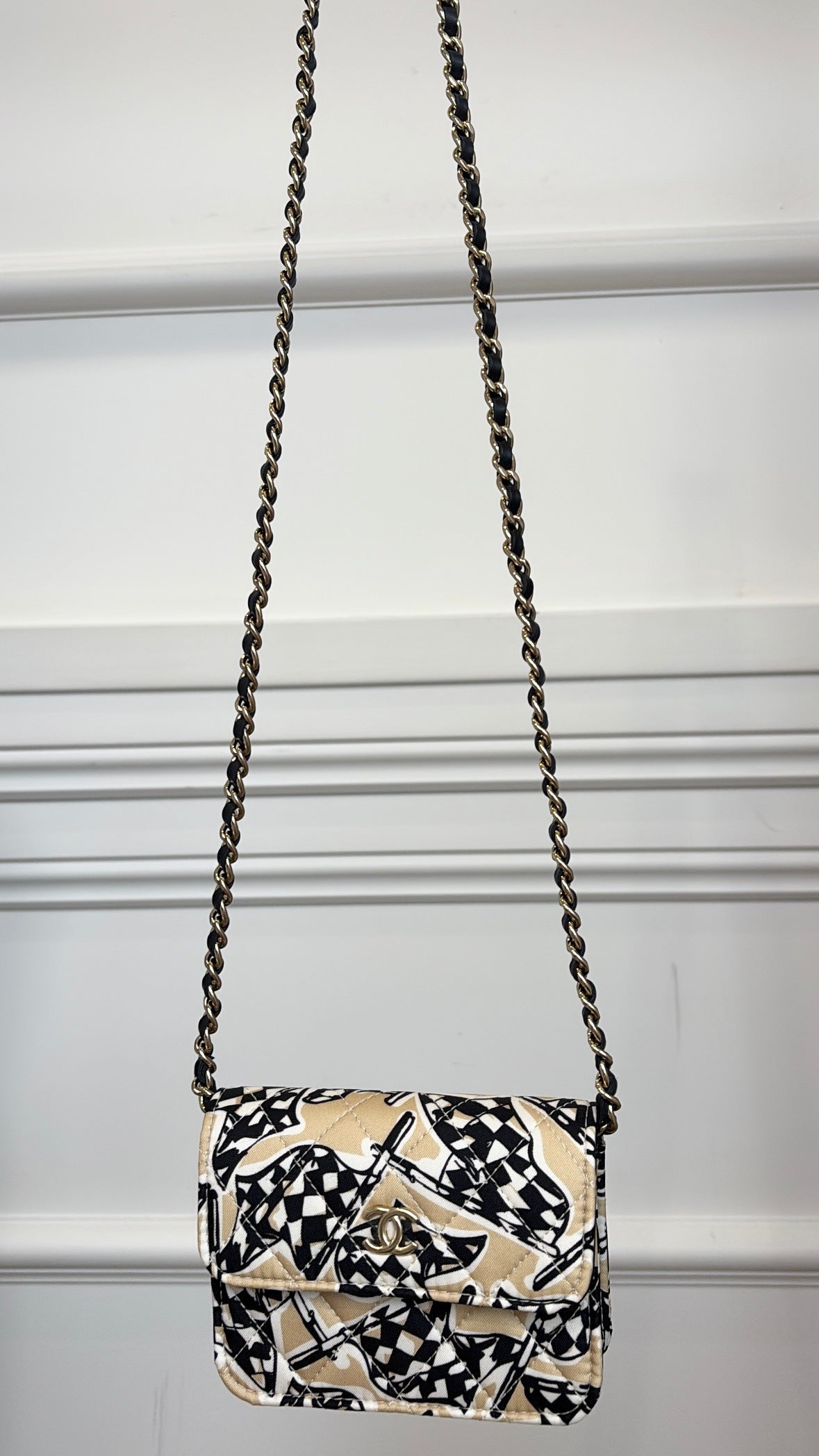 Chanel Chanel Black White and Beige Flag Print Mini Bag
