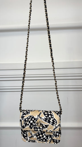 Chanel Chanel Black White and Beige Flag Print Mini Bag
