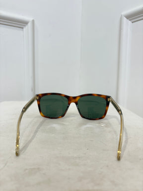 Gucci Tortoiseshell Wayfarer Gold Arm Sunglasses