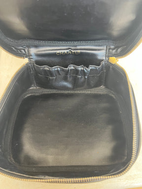 Chanel Black Leather Toiletry Case