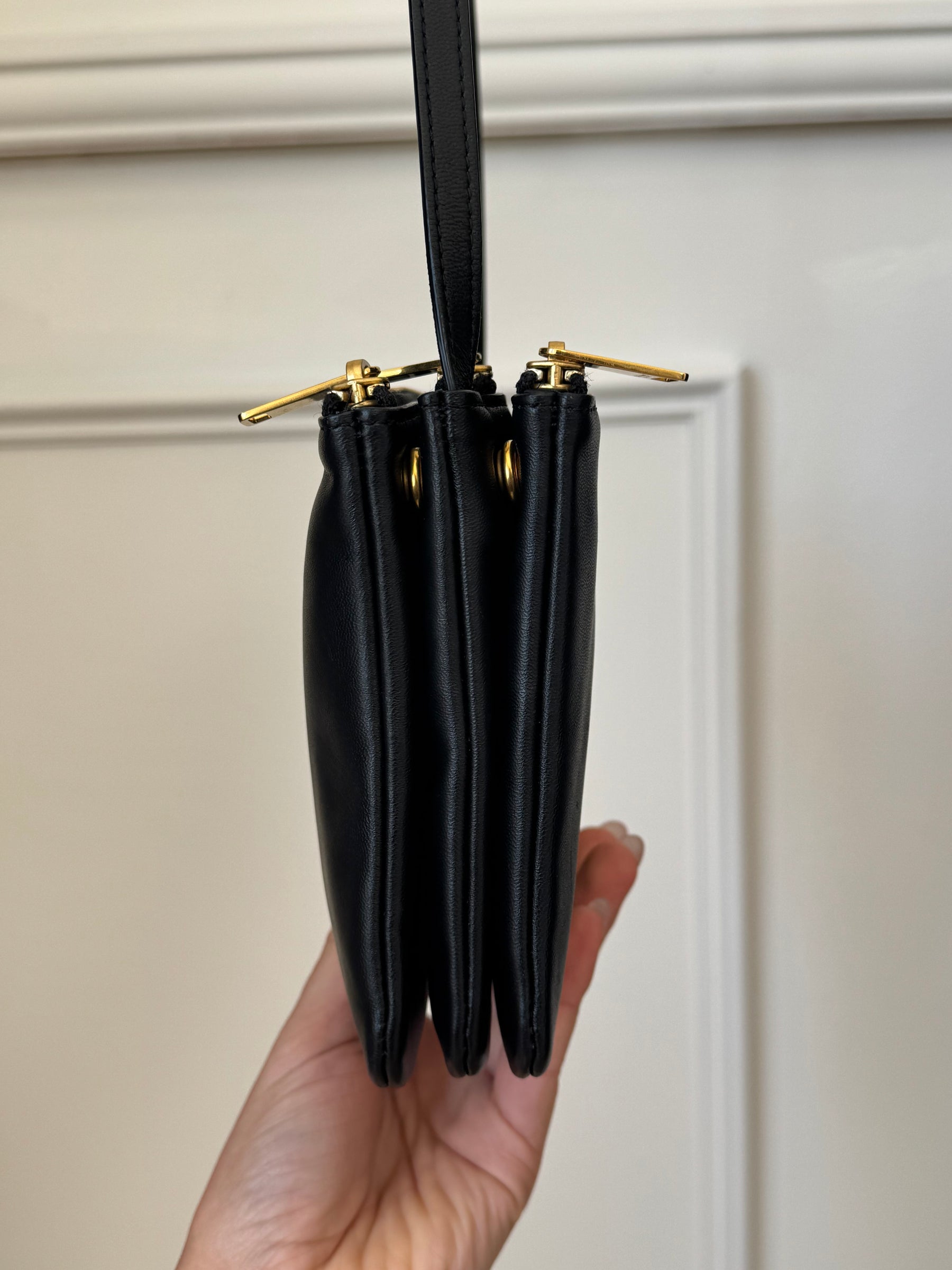 Celine Black Leather Trio Crossbody Bag